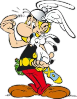 😜 Asterix desenho animado, banda desenhada, gaulês, cão, capacete, Asterix, Obelix whatsapp sticker