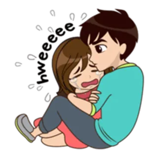 😭 Dibujos animados, Pareja, Triste, Abrazo, Emoción, Llorando telegram sticker