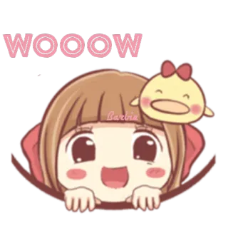 😲 WOOOW dễ thương, con gái, hoạt hình, nhãn dán, phim hoạt hình, kawaii telegram sticker