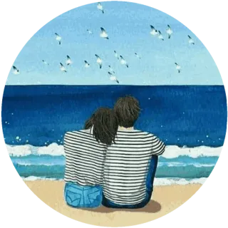 🌸 пара, пляж, море, океан, любовь, птицы, лето, романтика telegram sticker