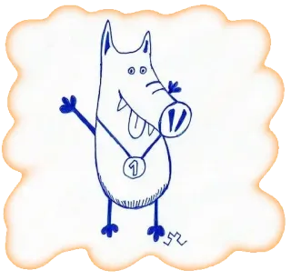 👍 cachorro, desenho animado, medalha, vencedor, feliz telegram sticker
