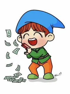 💸 kreskówka, pieniądze, bogactwo, gotówka, broń, dolar, postać, naklejka telegram sticker