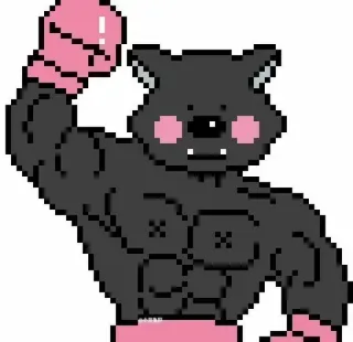 🍓 animal, wolf, boxing, pixel art, cartoon telegram sticker