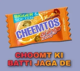 🙈 Cheems Doge meme BIGGER & SOFTER CHEEMTOS CHEWY DRAGEE orange flavour robin-doge CHOOMT KI BATTI JAGA DE whatsapp sticker