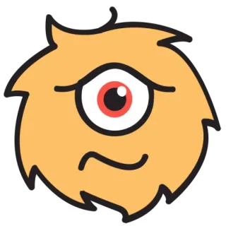 😶 monstruo, mono, un ojo, peludo, dibujos animados telegram sticker
