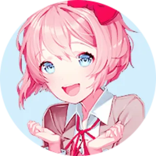 🧡 Sayori Doki Doki Literature Club! Anime, Mangá, Fofo, Garota, Cabelo rosa, Laço, Doki Doki Literature Club telegram sticker
