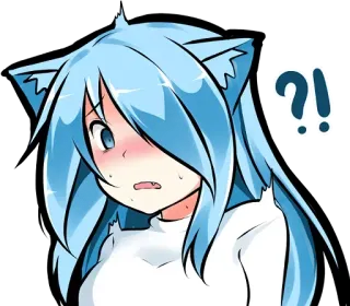 😱 Anime, Catgirl, Confuso, Domanda, Esclamazione, Kawaii whatsapp sticker