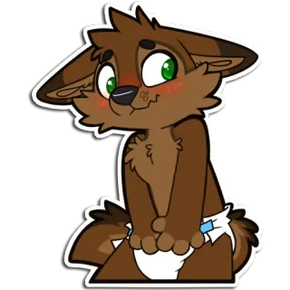 😳 furry, anthropomorphic, wolf, diaper, cute, cartoon, blushing, fursuit, animal telegram sticker