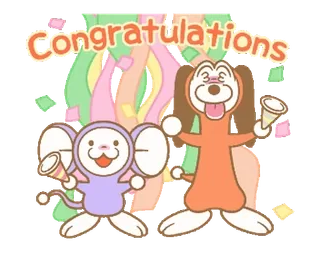 💫 Congratulations 恭喜, 庆祝, 卡通, 狗, 老鼠 whatsapp sticker