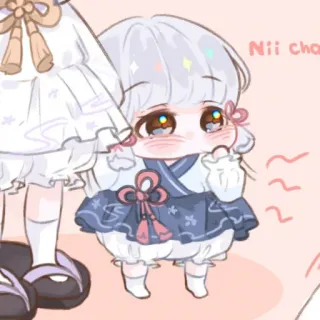 🎐 Nii cha chibi, cute, kawaii, anime, manga, sparkly telegram sticker