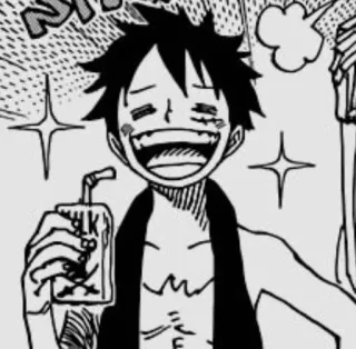 🤤 Monkey D. Luffy One Piece MILK Anime, Manga, Luffy, One Piece, Lait, Joyeux, Sourire whatsapp sticker