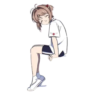 😄 Anime, Chica, Cardcaptor Sakura, Ilustración, Dibujo animado, Uniforme escolar telegram sticker
