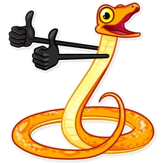 👍 cobra, polegar para cima, réptil, animal, desenho animado telegram sticker