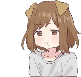 😳 Anime, Gadis, Telinga anjing, Lucu telegram sticker