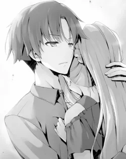 🤔 Anime, Manga, Pareja, Abrazo, Romance, Arte telegram sticker