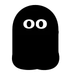 🤨 ghost, spooky, halloween, cartoon, cute, simple, black and white telegram sticker