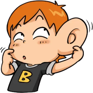👂 Cartoon, Figur, Kind, Ohr, Lustig, Ausdruck telegram sticker