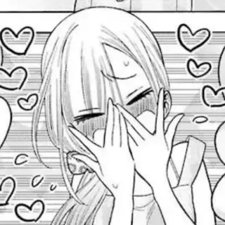 📀 Anime, Manga, Mignon, Fille, Coeurs, Rouge telegram sticker