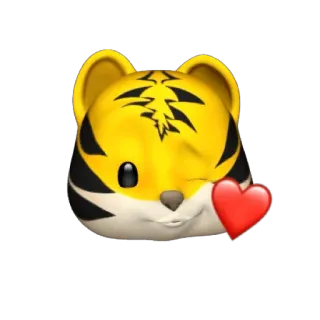 🐯 tiger, emoji, herz, tier, cartoon, süß, kawaii telegram sticker