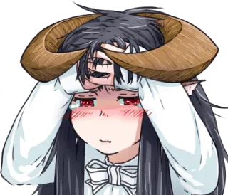 😔 アニメ, ステッカー, 悲しい, 角, 泣く, 悪魔 telegram sticker