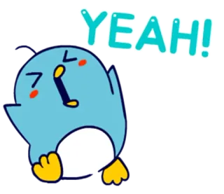 😆 YEAH! penguin, exclamation, excited, celebration, cartoon, cute, cheer whatsapp sticker