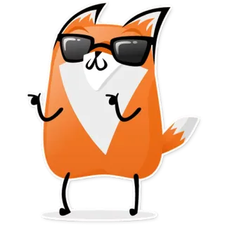 😎 volpe, cartone animato, animale, occhiali da sole, cool, che indica whatsapp sticker