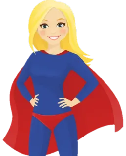 😀 Superheld, weiblich, Cartoon, blond, Umhang, Supergirl whatsapp sticker