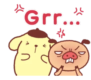 😠 Grr... angry, cute, cartoon, pig, dog, grr telegram sticker