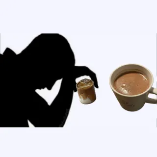 😭 silhouette, coffee, stressed, tired, tiredness, beverage, mood, exhaustion telegram sticker