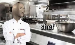 🍽 shef chef, mème, stonks, humour, cuisine whatsapp sticker