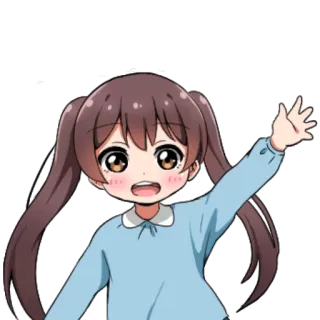 ✋ Anime, Fille, Mignon, Dessin animé, Illustration, Salutation, Signe de la main telegram sticker