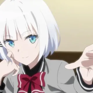 🍁 anime, garota, cabelo branco, olhos azuis, fofa telegram sticker