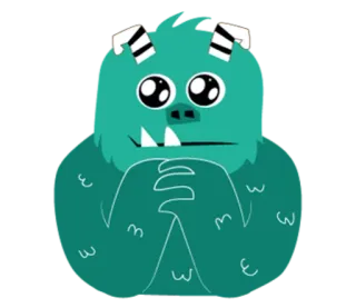 🙏 mostro, carino, verde, cartoni animati, peloso telegram sticker