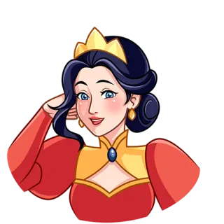 😏 queen, princess, woman, crown, royal, portrait, cartoon telegram sticker