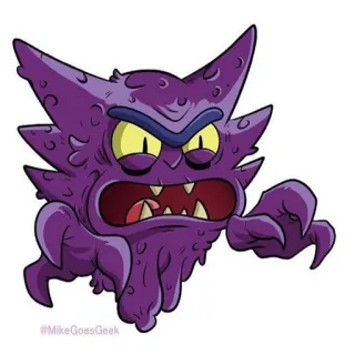 🙀 Haunter Pokemon Haunter, Pokémon, Geist-Typ, Lila, Monster, Cartoon, Videospiel telegram sticker