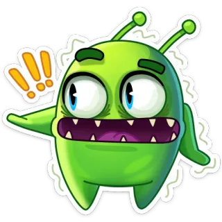 😱 monstruo, dibujo animado, alienígena, gracioso, verde, lindo, personaje, pegatina telegram sticker