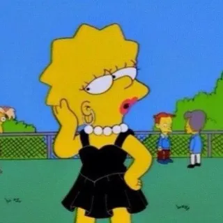 😌 Lisa Simpson The Simpsons lisa simpson, simpsons, zeichentrick, animation, beleidigende geste, mittelfinger, schwarzes kleid whatsapp sticker