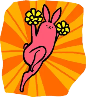 😝 Hase, Cheerleader, Pompons, Tier, Kaninchen, Rosa, Cartoon whatsapp sticker