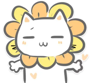 ❤ kot, kwiat, kreskówka, słodki, kawaii, naklejka telegram sticker