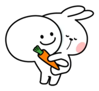 😙 Cartoon, Hase, Kaninchen, Karotte, Süß, Umarmung whatsapp sticker
