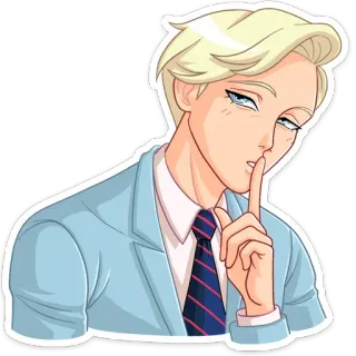 🤫 suỵt, im lặng, yên lặng, cử chỉ, đàn ông, tóc vàng, áo vest whatsapp sticker