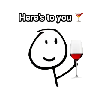 🍷 Here's to you 건배, 축하, 음료, 막대기 인간, 칵테일, 와인 telegram sticker