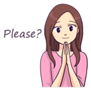 🙂 Please? rogando, suplicando, petición, dibujos animados, chica, linda telegram sticker