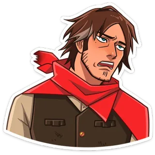 ⭐ postać z kreskówki, męski, czerwony szalik, zirytowany, rozżłoszczony telegram sticker