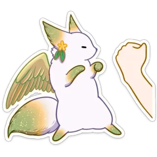 👊 rubah, rubah bersayap, imut, binatang, stiker, fantasi, bunga telegram sticker