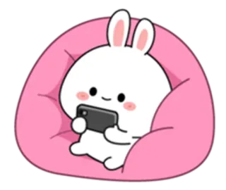 😱 thỏ, thỏ con, hoạt hình, chơi, điện thoại, dễ thương telegram sticker