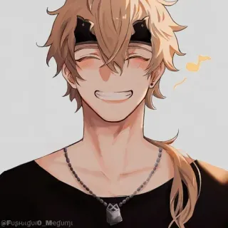 💠 Fushiguro_Megumi anime, manga, character, smiling, music, cartoon, cute whatsapp sticker