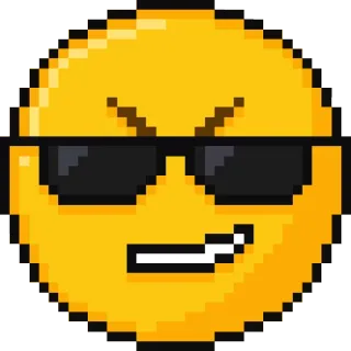 😊 Эмодзи, Пиксель арт, Солнцезащитные очки, Круто, Желтый telegram sticker