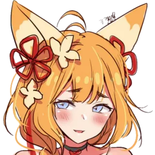 ☺️ anime girl, fox ears, cute, cartoon, sticker, kawaii telegram sticker