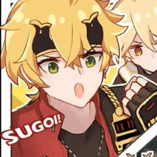 🍡 Thoma Genshin Impact SUGOI! Anime, Gra, Thoma, Genshin Impact, zszokowany, wykrzyknik telegram sticker